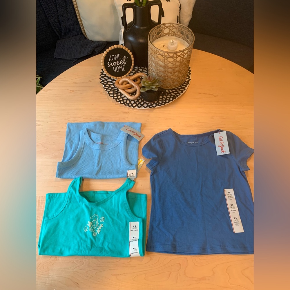 Girls XS Cat & Jack bundle, 2 tanks, 1 short sleeve top.